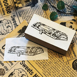 パティシエハリネズミ スタンプ 60×30mm 宝箱 宝箱の蓋 オープンカー ハートの懐中時計 懐中時計の内側 プレゼントBOXのお店の蓋 ショップ 車 パン かわいい おしゃれ