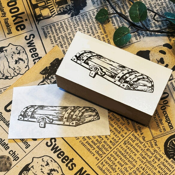 パティシエハリネズミ スタンプ 60×30mm 宝箱 宝箱の蓋 オープンカー ハートの懐中時計 懐中時計の内側 プレゼントBOXのお店の蓋 ショップ 車 パン かわいい おしゃれ