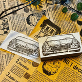 パティシエハリネズミ スタンプ 60×30mm 宝箱 宝箱の蓋 オープンカー ハートの懐中時計 懐中時計の内側 プレゼントBOXのお店の蓋 ショップ 車 パン かわいい おしゃれ