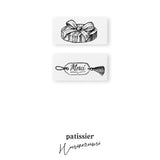 パティシエハリネズミ スタンプ 40×20mm 丸箱の蓋 メルシーのタグ パティスリー かわいい おしゃれ びっくり箱 プレゼントボックス 帽子箱 ハットボックス 飾り キーホルダー タッセル