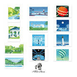 RAKUI HANA ポストカード 4種セット 葉書 羅久井ハナ ラクイハナ らくいはな 版画 アーティスト ギフト プレゼント カード 風景 イラスト 絵画 インテリア 飾る ディスプレイ かわいい おしゃれ