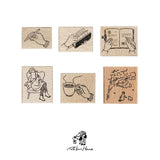 RAKUI HANA オリジナルハンコ スタンプ 鉛筆 ノートブック 手帳時間 読書椅子 一杯の珈琲 木の下で 羅久井ハナ ラクイハナ らくいはな アーティスト ギフト プレゼント イラスト かわいい おしゃれ