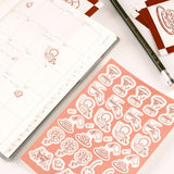 RAKUI HANA A6シールシート Red Work Embroidery 羅久井ハナ ラクイハナ らくいはな シール ステッカー 刺繡柄 あか アーティスト ギフト プレゼント イラスト かわいい おしゃれ