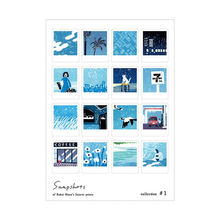 RAKUI HANA Snapshots 版画シール ポラロイド スナップショット 羅久井ハナ ラクイハナ らくいはな シール 版画 アーティスト ギフト プレゼント シール カード 風景 イラスト かわいい おしゃれ