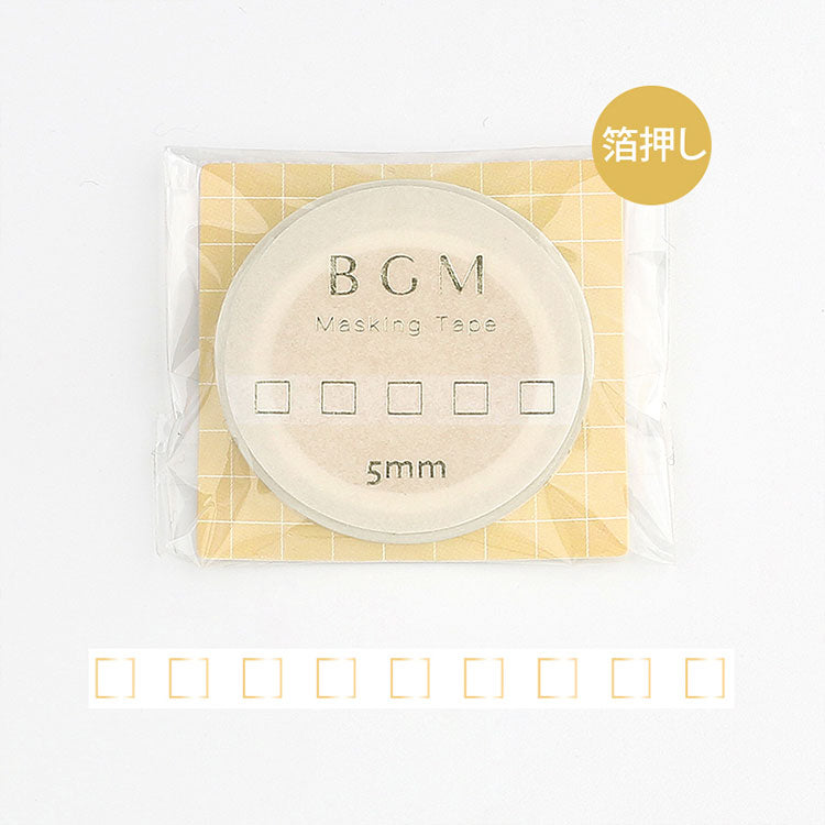 BGM マスキングテープ Life 5mm チェック・ゴールド