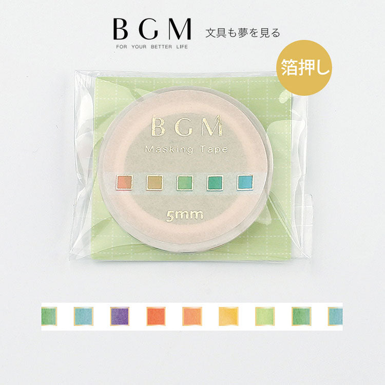 BGM マスキングテープ Life 5mm チェック・カラフル