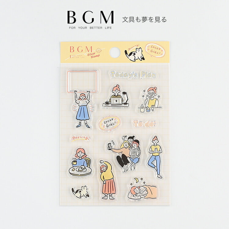 BGM Japan Sakura (Cherry Blossoms) Clear Stamps, Acrylic Block + Sticky  Note Pad