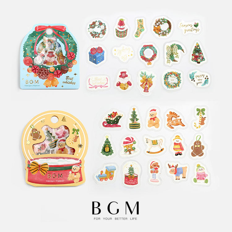 BGM フレークシール 45枚入り 箔押し 2022 クリスマス限定・装飾 BS-FGLC009 クリスマス限定・おもちゃ BS-FGLC010 ビージーエム