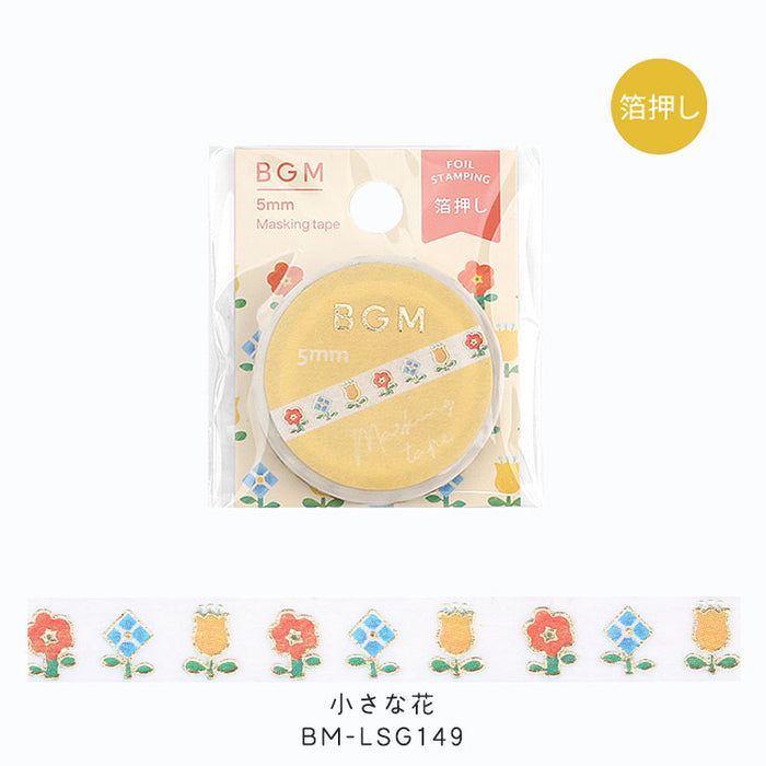BGM マスキングテープ ライフ Life 箔押し 5mm お茶時間 TAPE
