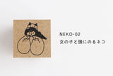 cotori cotori コトリコトリ スタンプ はんこ 女の子と頭にのるネコ NEKO-02 読書する女の子とネコ NEKO-03 手帳 ねこ 猫 ネコの日 オリジナル