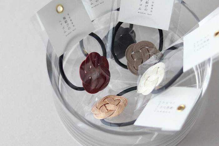 hare ヘアゴム 梅の髪留め malt perl 梅紫 胡桃 藍墨 水引 ハレ 髪飾り