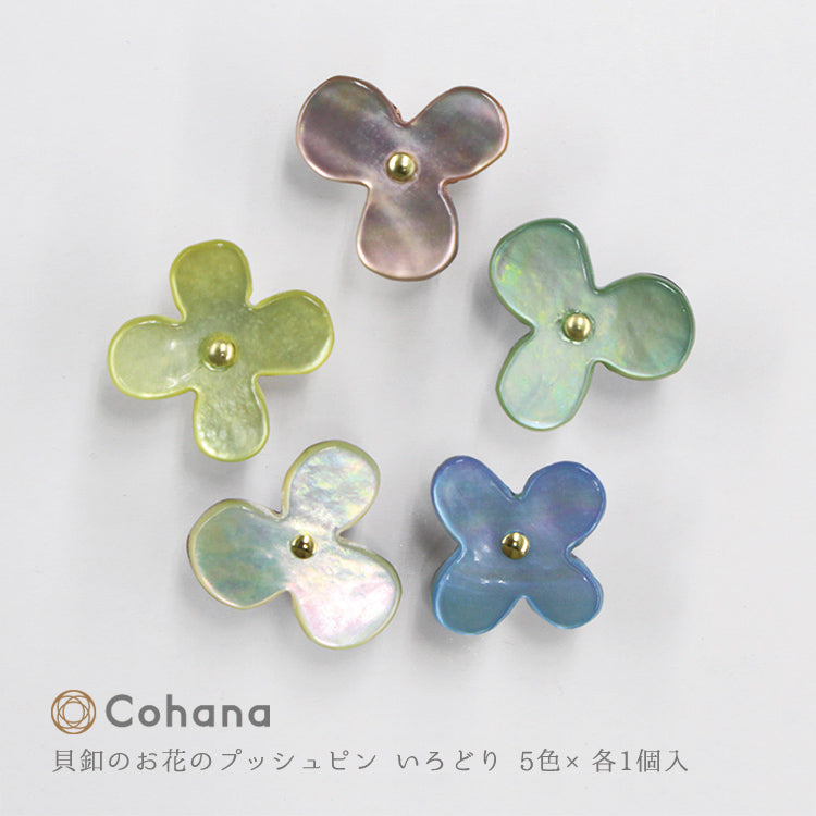 cohana 貝釦のお花のプッシュピン いろどり