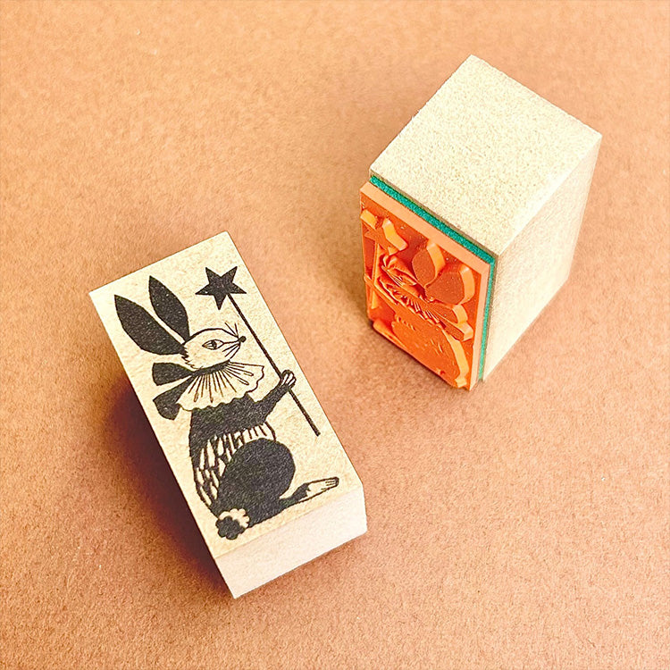 Kinotoriko Stamp 005 Shiratori Black Bird Black Rabbit Flower Hubet Star Rabbit