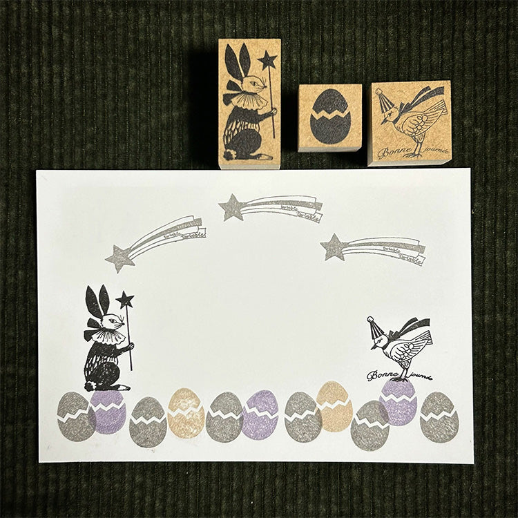 Kinotoriko Stamp 005 Shiratori Negro Negro Conejo Negro Flor Hubet Estrella Conejo