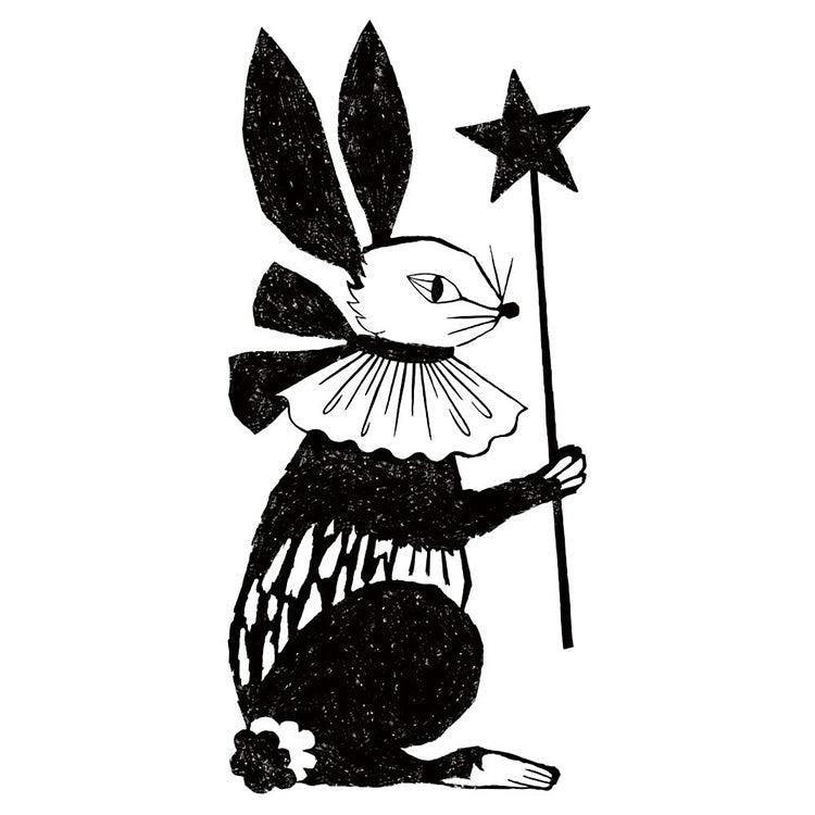 Kinotoriko Stamp 005 Shiratori Black Bird Black Rabbit Flower Hubet Star Rabbit