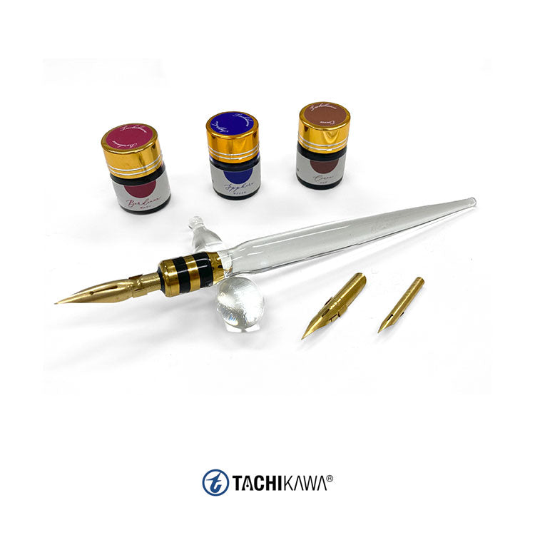 タチカワ 立川ピン製作所 プレミアムセット クリスタル ペン先 ペン軸 ペンレスト インク セット PSCR01 ガラスのペン軸セット 嗜好品 ギフト